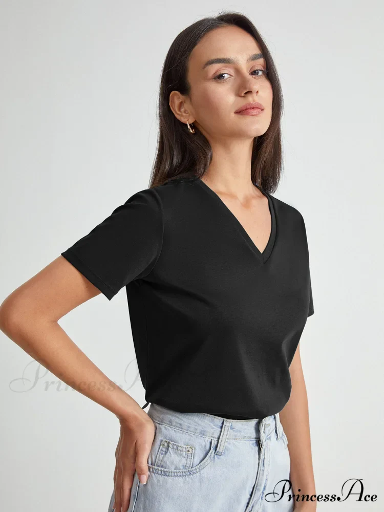 Basic Everyday Graceful V-Neck T-Shirt - Image 4