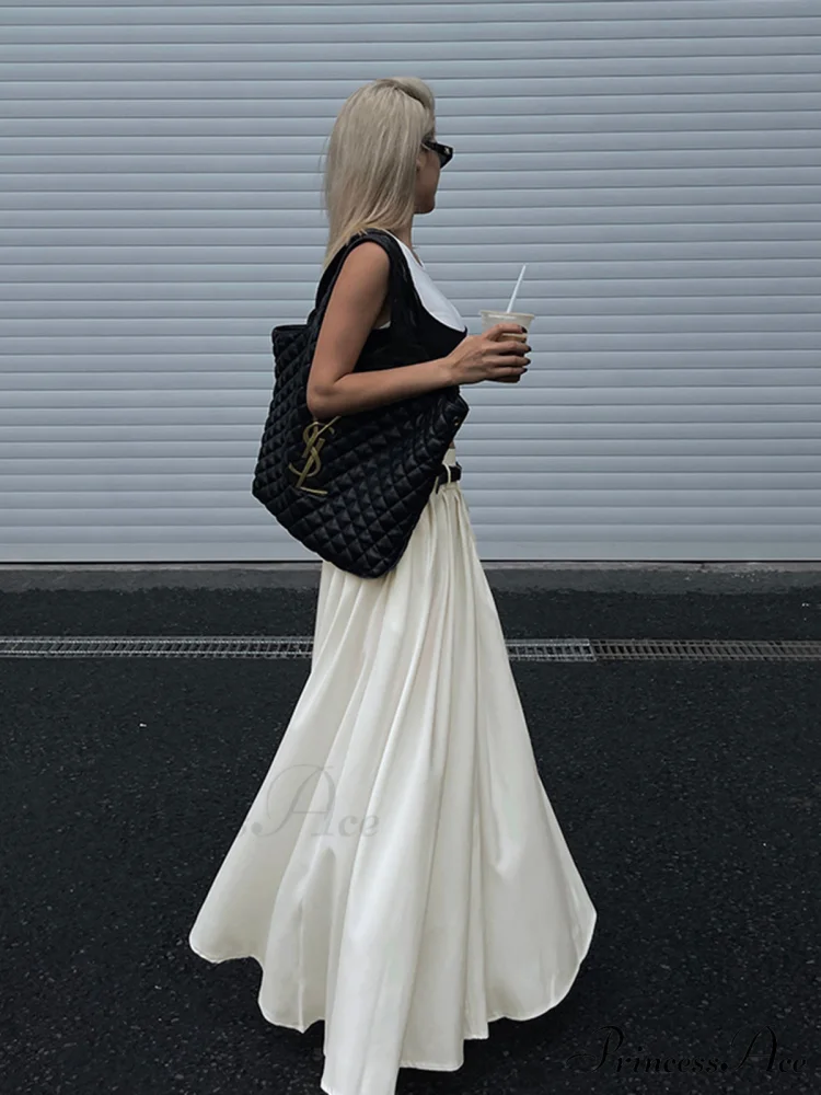 Belted Pleated Graceful Long Skirt - Image 4