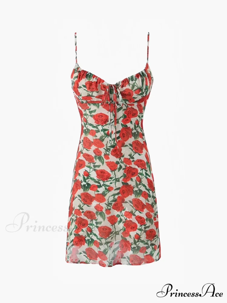 Bulgaria Roses Floral Trendy Backless Mini Dress - Image 5