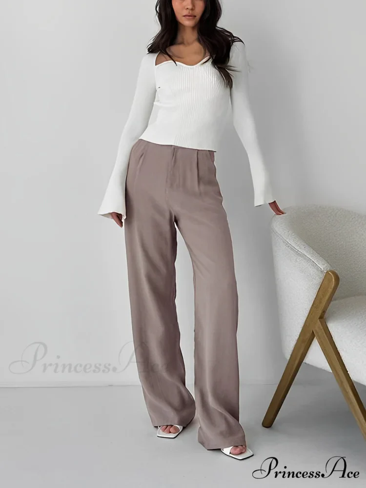 Business Casual Pleat Trendy Wide Leg Dress Pants - Image 2