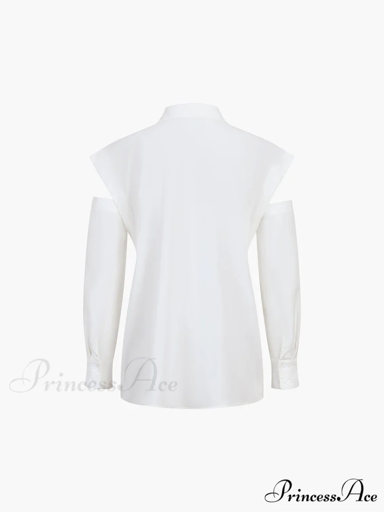 Button Down Cutout Trendy Long Sleeve Shirt - Image 3