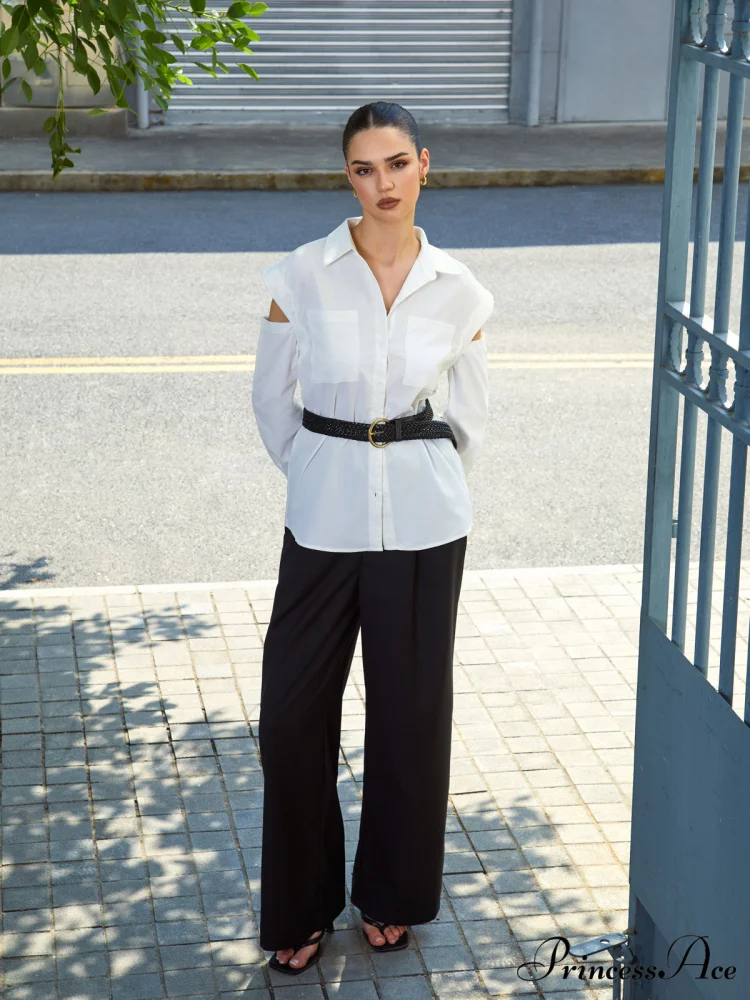 Button Down Cutout Trendy Long Sleeve Shirt - Image 4