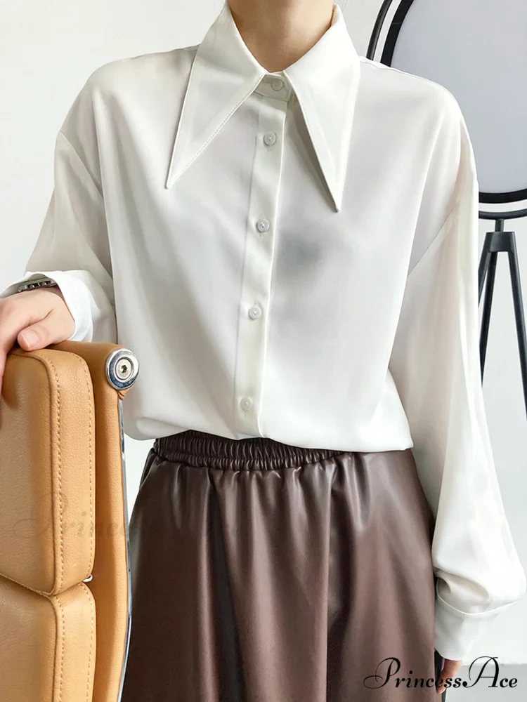 Button Down Long Trendy Sleeve Collar Shirt - Image 2