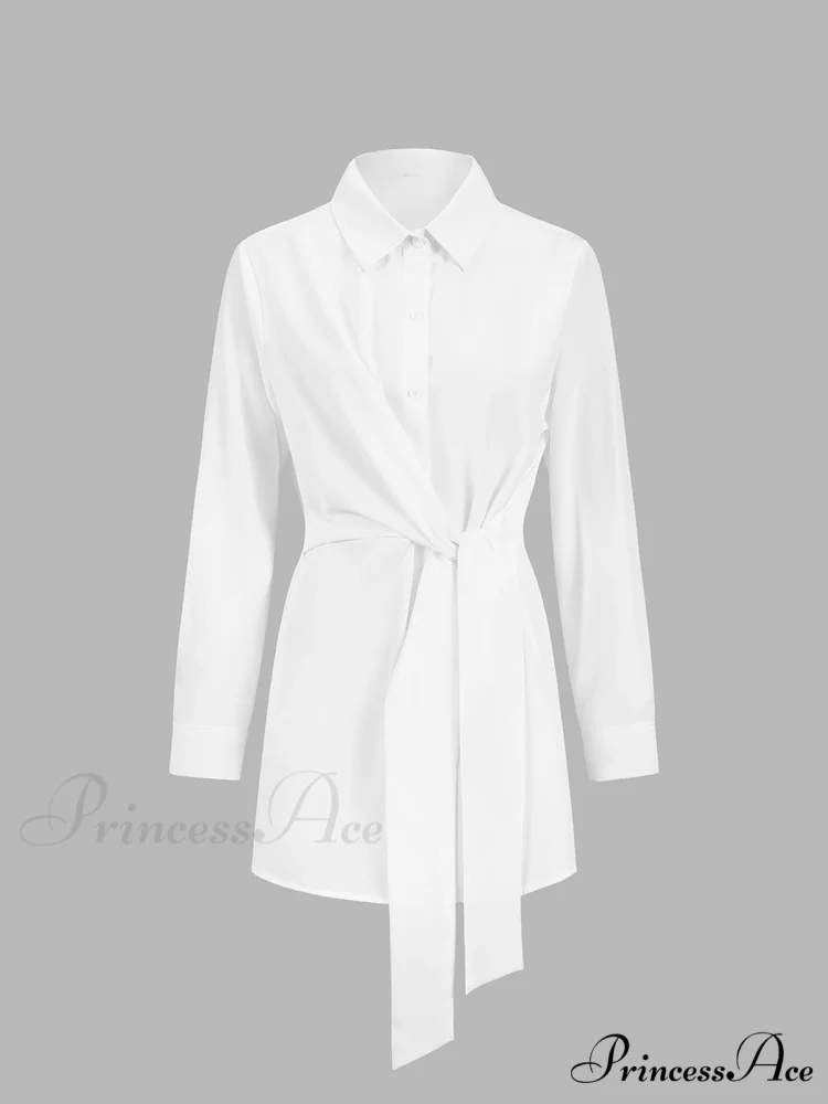 Button Down Graceful Tied Long Shirt - Image 2