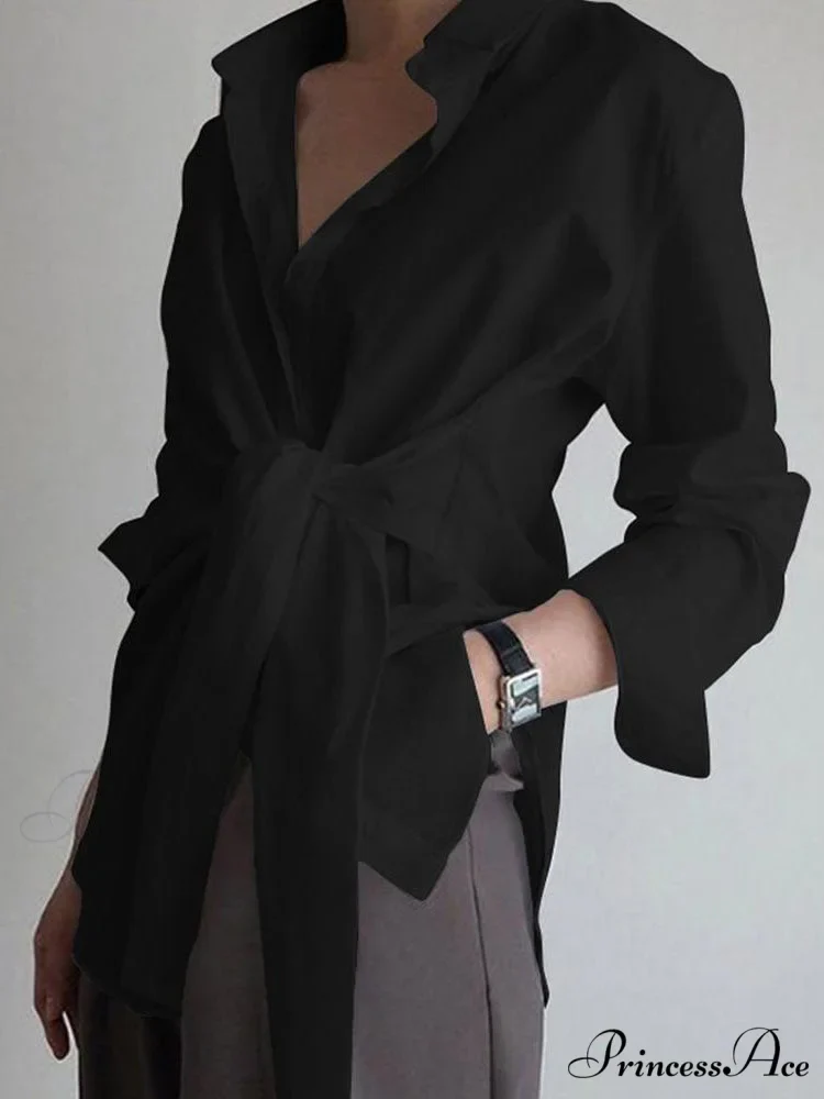 Button Down Graceful Tied Long Shirt - Image 6