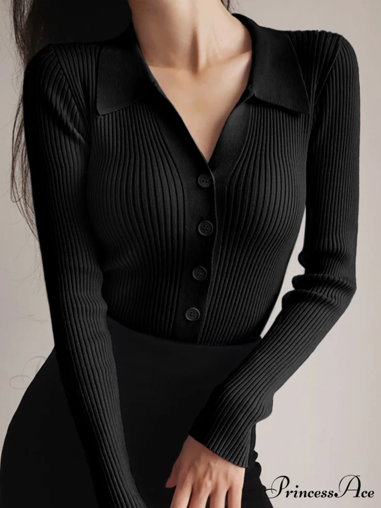 Button Up Graceful Collared Cardigan - Image 5