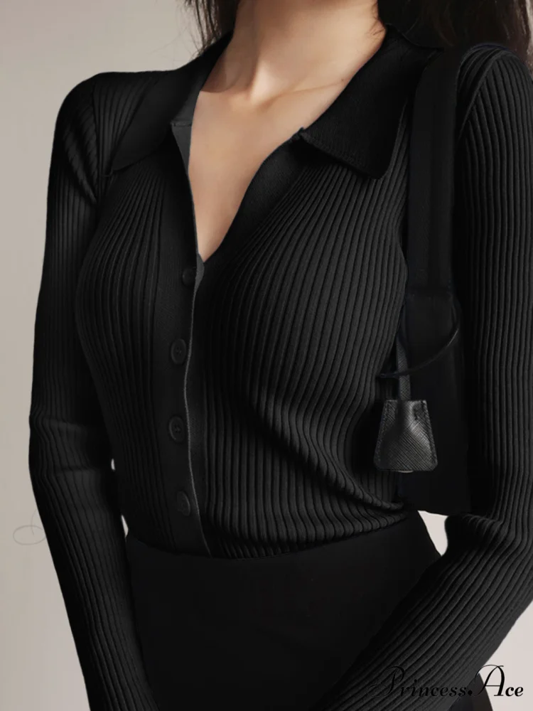 Button Up Graceful Collared Cardigan - Image 6