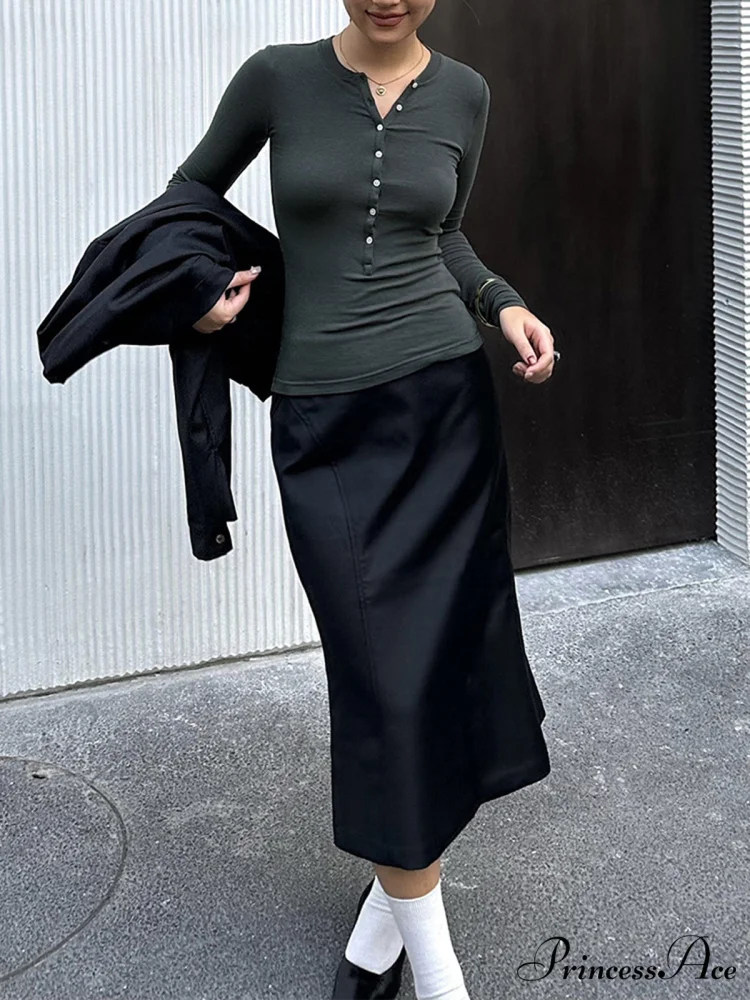 Button Up Graceful Long Sleeve Top - Image 2