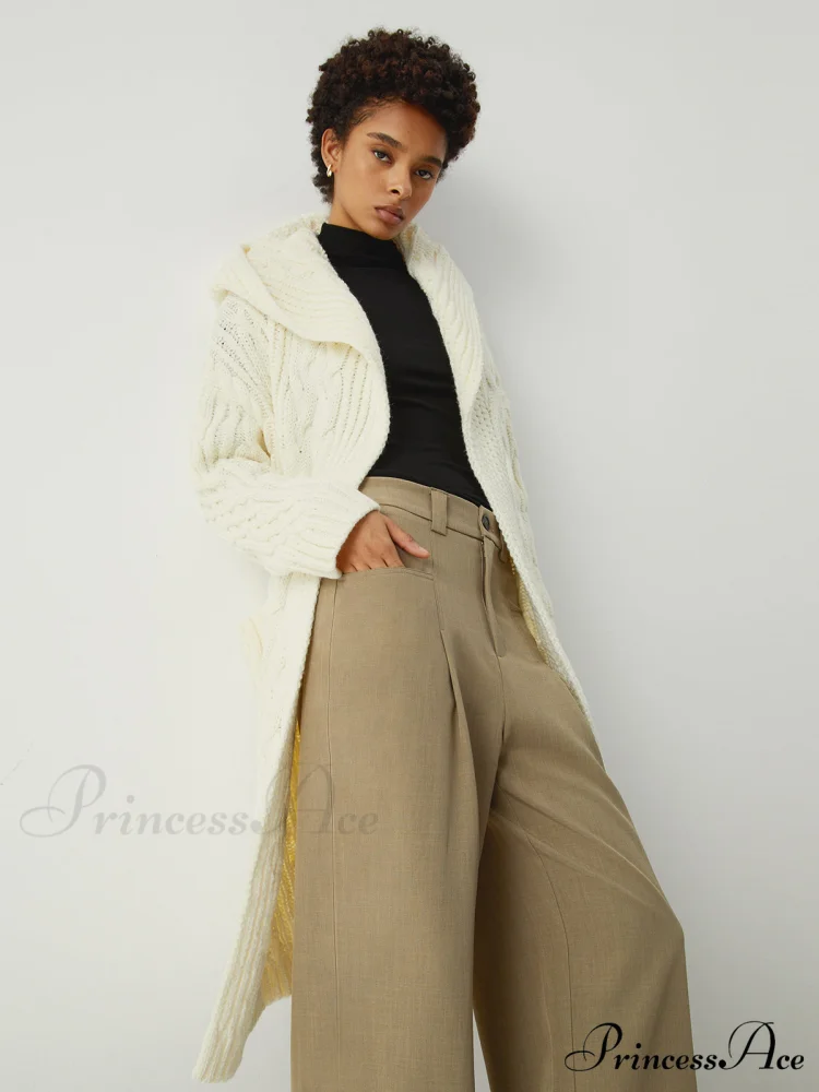 Cable Knit Graceful Hooded Longline Cardigan - Image 6