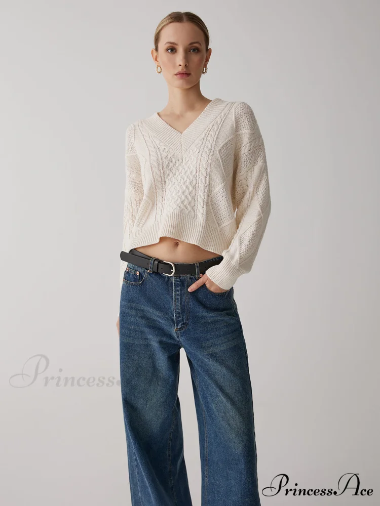 Cable Knit Graceful Tie Back Sweater - Image 2