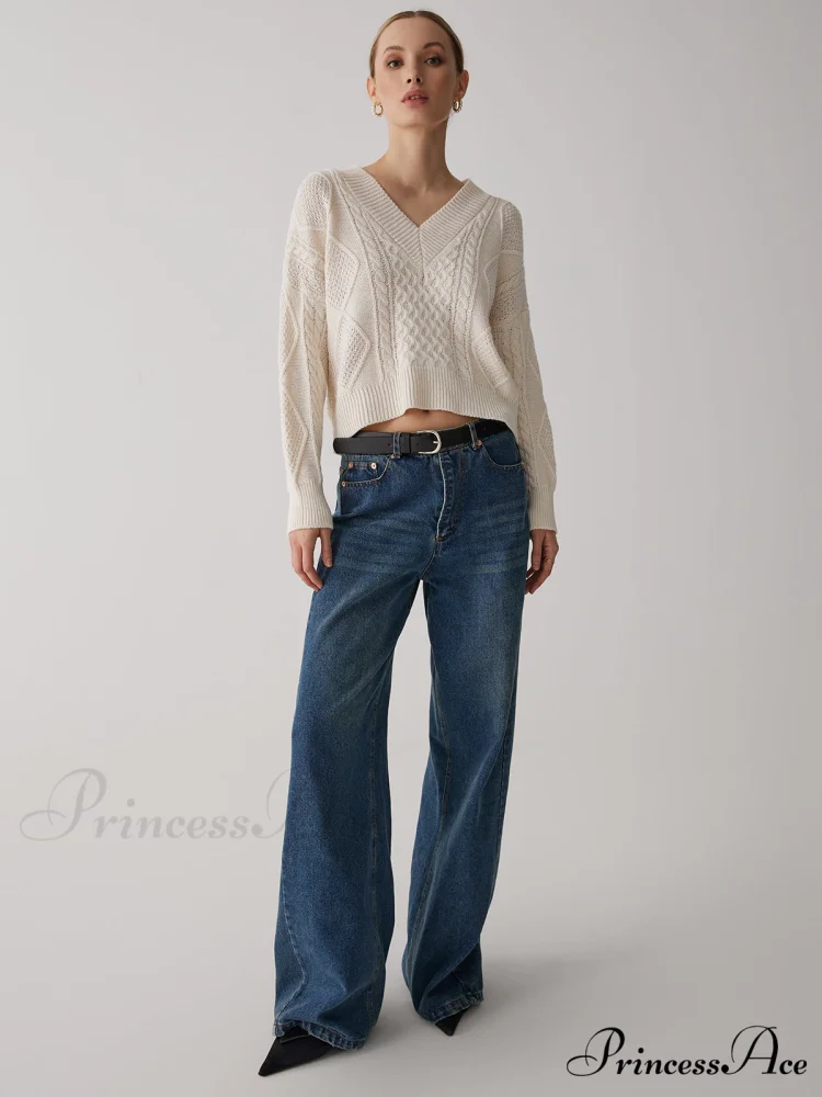 Cable Knit Graceful Tie Back Sweater - Image 3