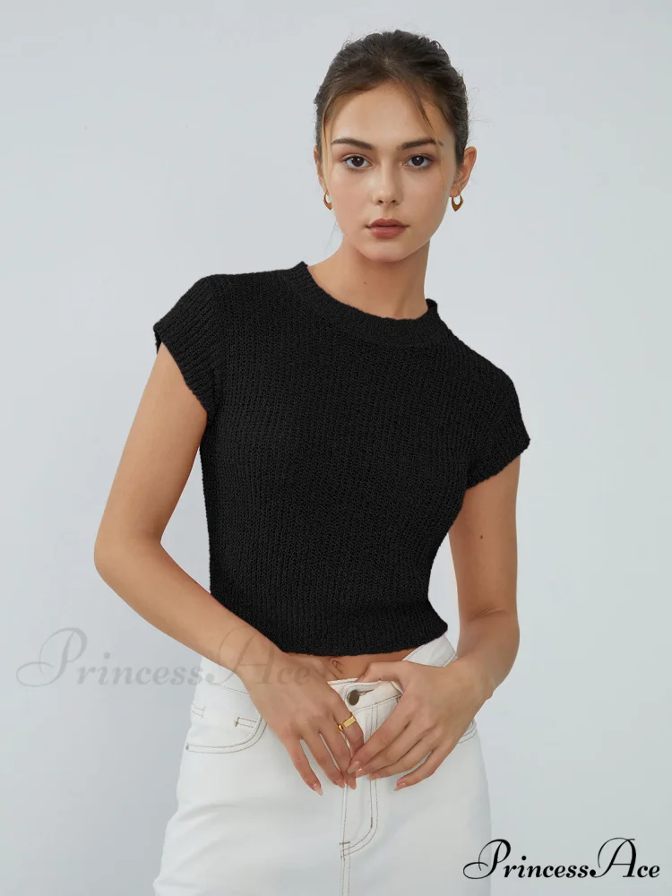 Cap Sleeve Graceful Knit Crop Top - Image 6