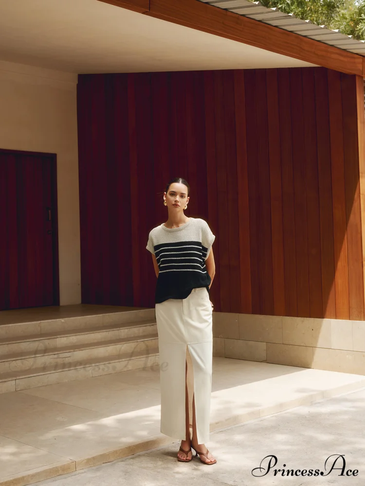 Casual Cotton Blends Trendy Striped Knit Top - Image 4