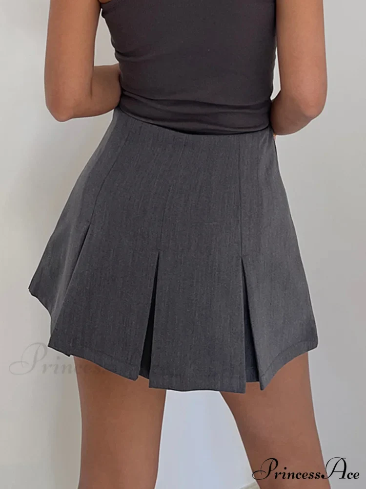 Casual Pleated Graceful Hem Mini Skort - Image 4