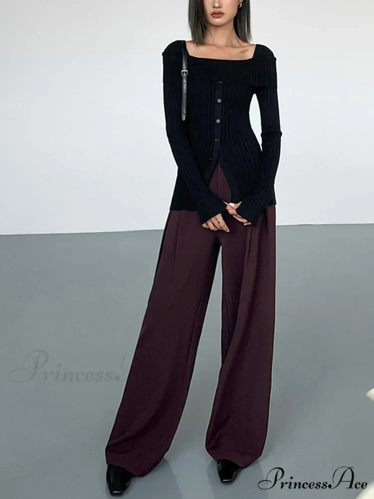 Casual Pleated Graceful Wide Leg Pants - Image 2