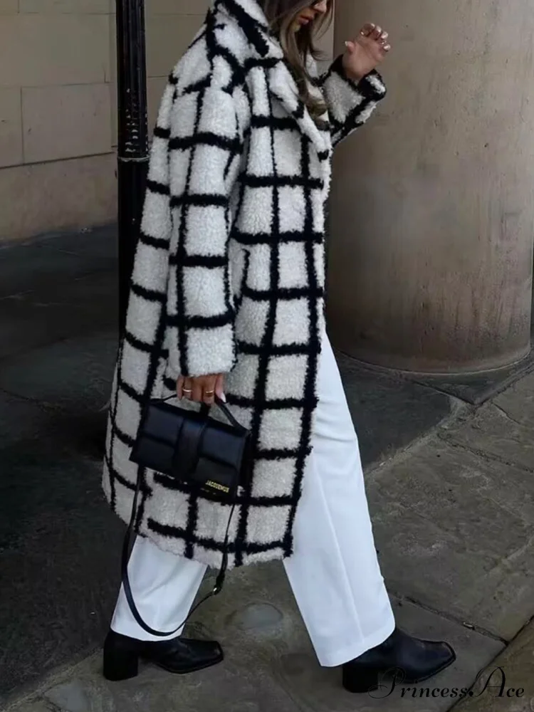 Checkered Button Graceful Sherpa Jacket - Image 2