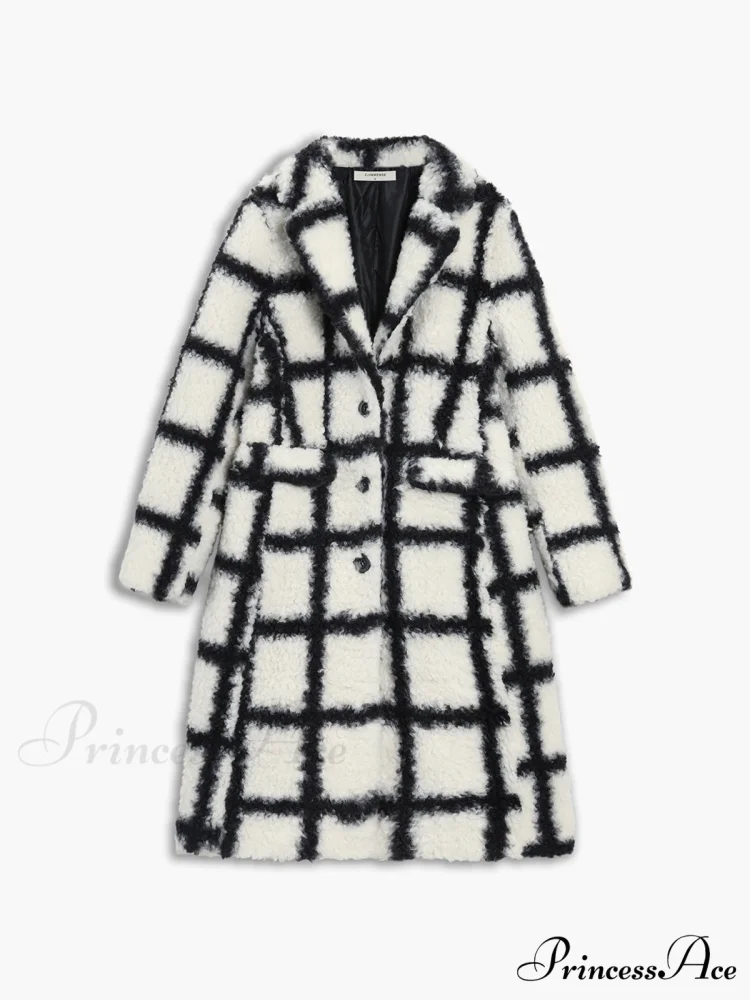 Checkered Button Graceful Sherpa Jacket - Image 4