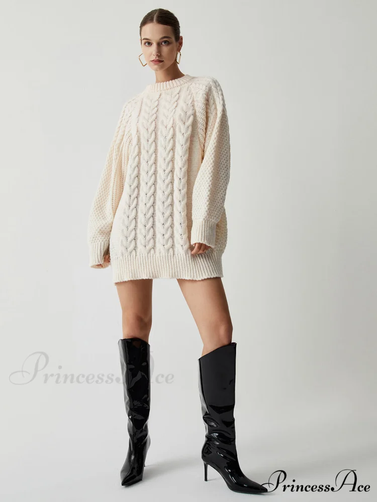 Chunky Cable Graceful Knit Oversized Sweater - Image 2