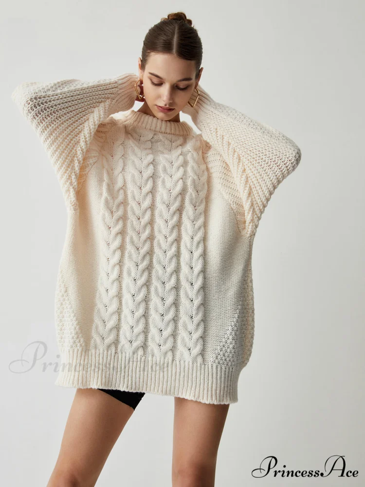 Chunky Cable Graceful Knit Oversized Sweater - Image 6