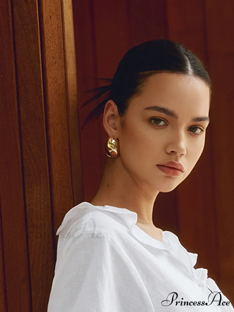 Chunky Teardrop Graceful Statement Earrings - Image 4