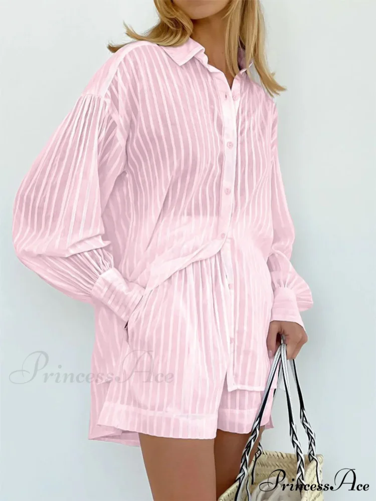 Cloud Nine Pinstripe See Modern Through Two Piece Shorts Set - Image 10