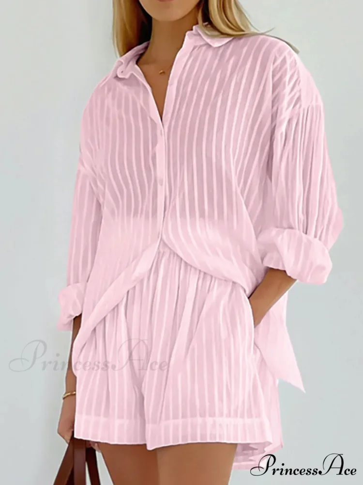 Cloud Nine Pinstripe See Modern Through Two Piece Shorts Set - Image 11