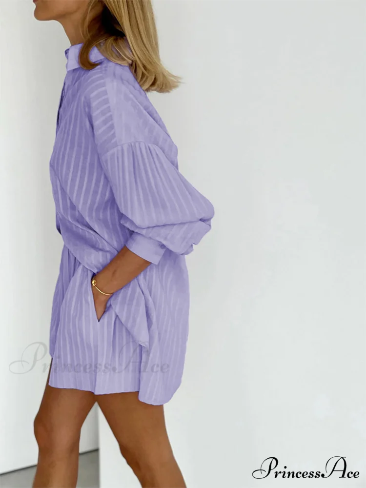 Cloud Nine Pinstripe See Modern Through Two Piece Shorts Set - Image 6