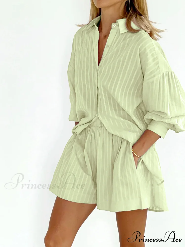 Cloud Nine Pinstripe See Modern Through Two Piece Shorts Set - Image 8