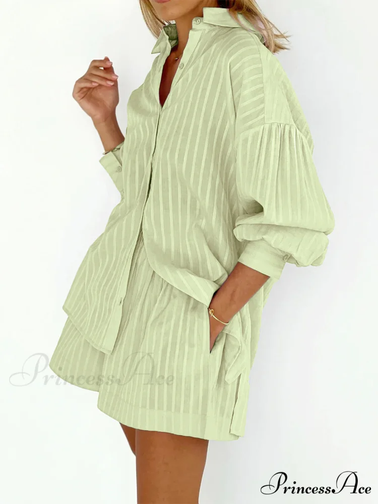Cloud Nine Pinstripe See Modern Through Two Piece Shorts Set - Image 9