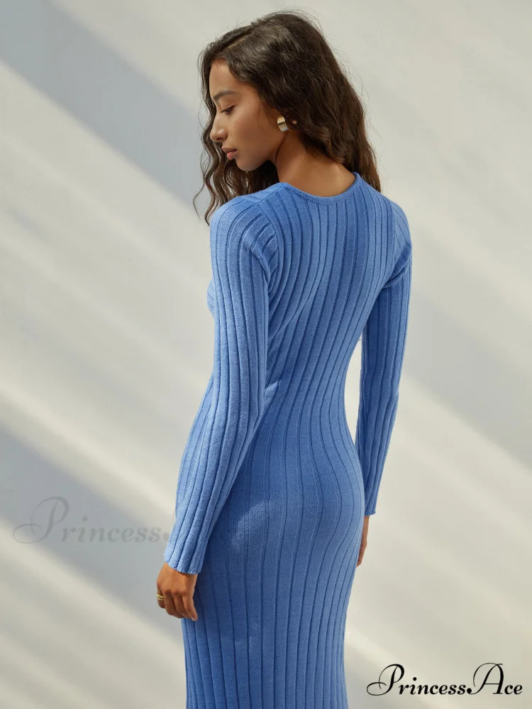 Coastal Allure Knotted Trendy Long Sweater Dress - Image 2