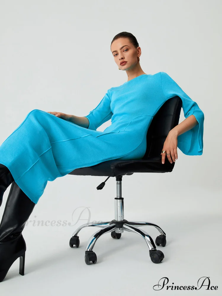 Coastal Allure Long Trendy Sleeve Long Sweater Dress - Image 4