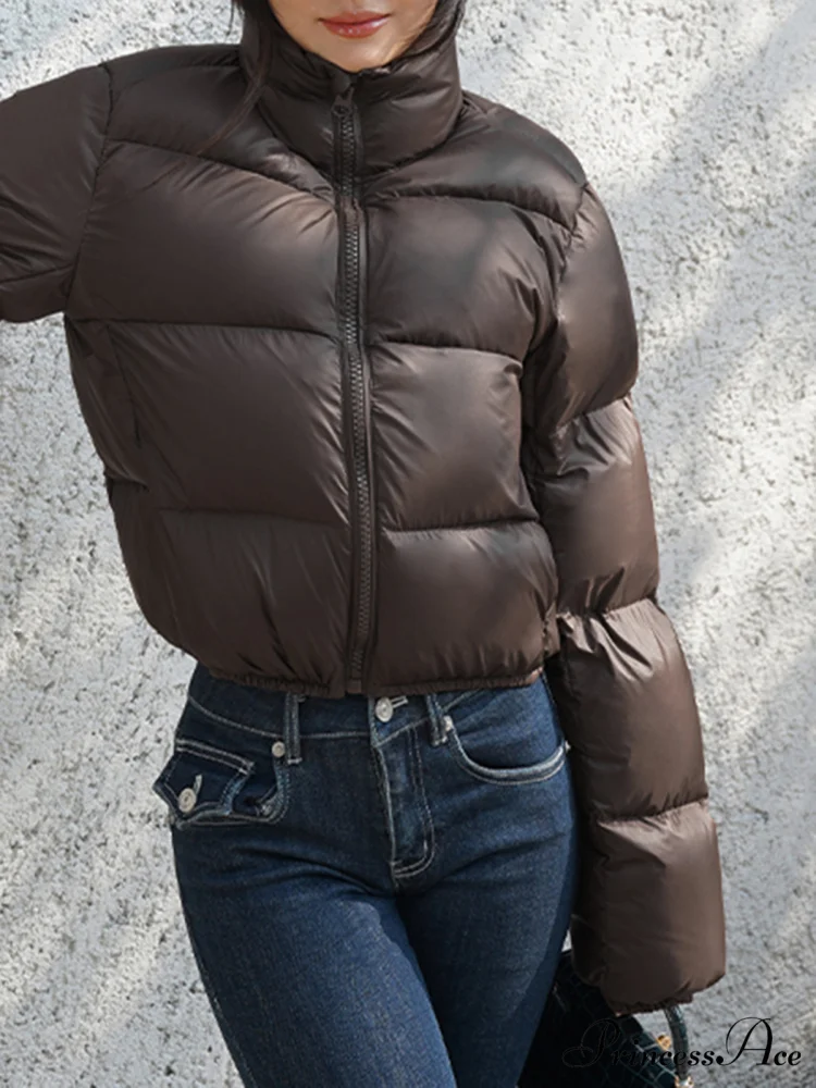 Cocoa Bean Stand Trendy Collar Quilted Puffer Coat - Image 2