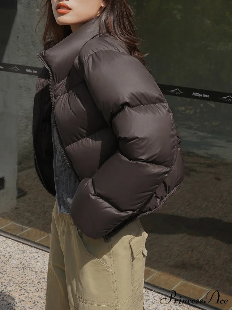 Cocoa Bean Stand Trendy Collar Quilted Puffer Coat - Image 3