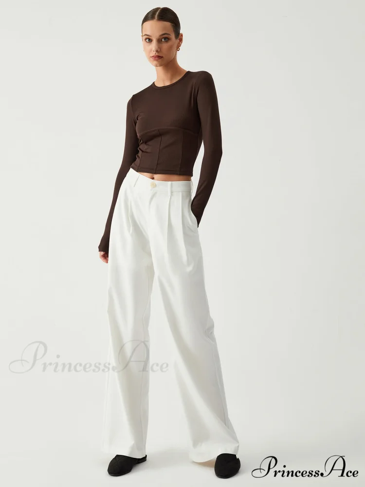 Cocoa Beans Long Trendy Sleeve Crop Shirt - Image 3
