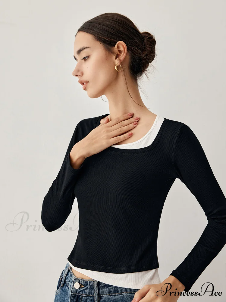 Colorblock Long Graceful Sleeve Crop Shirt - Image 4