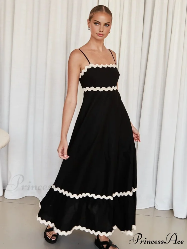 Contast Trim Graceful Cami Long Dress - Image 2
