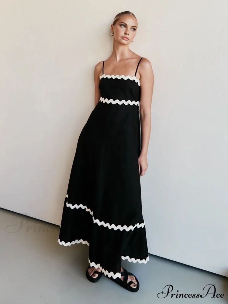 Contast Trim Graceful Cami Long Dress - Image 3