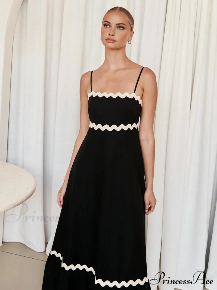 Contast Trim Graceful Cami Long Dress - Image 4