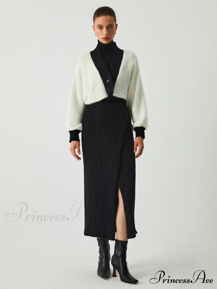 Contrast Trim Graceful Fuzzy Crop Cardigan - Image 5