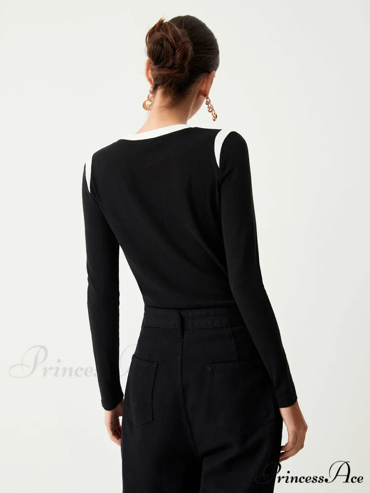 Contrast Trim Graceful Long Sleeve Shirt - Image 2