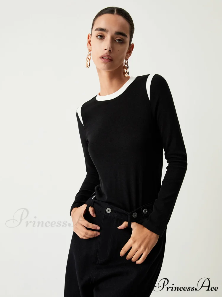 Contrast Trim Graceful Long Sleeve Shirt - Image 3