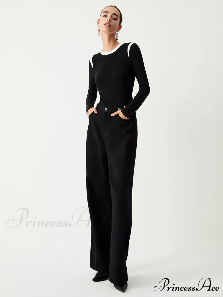 Contrast Trim Graceful Long Sleeve Shirt - Image 4