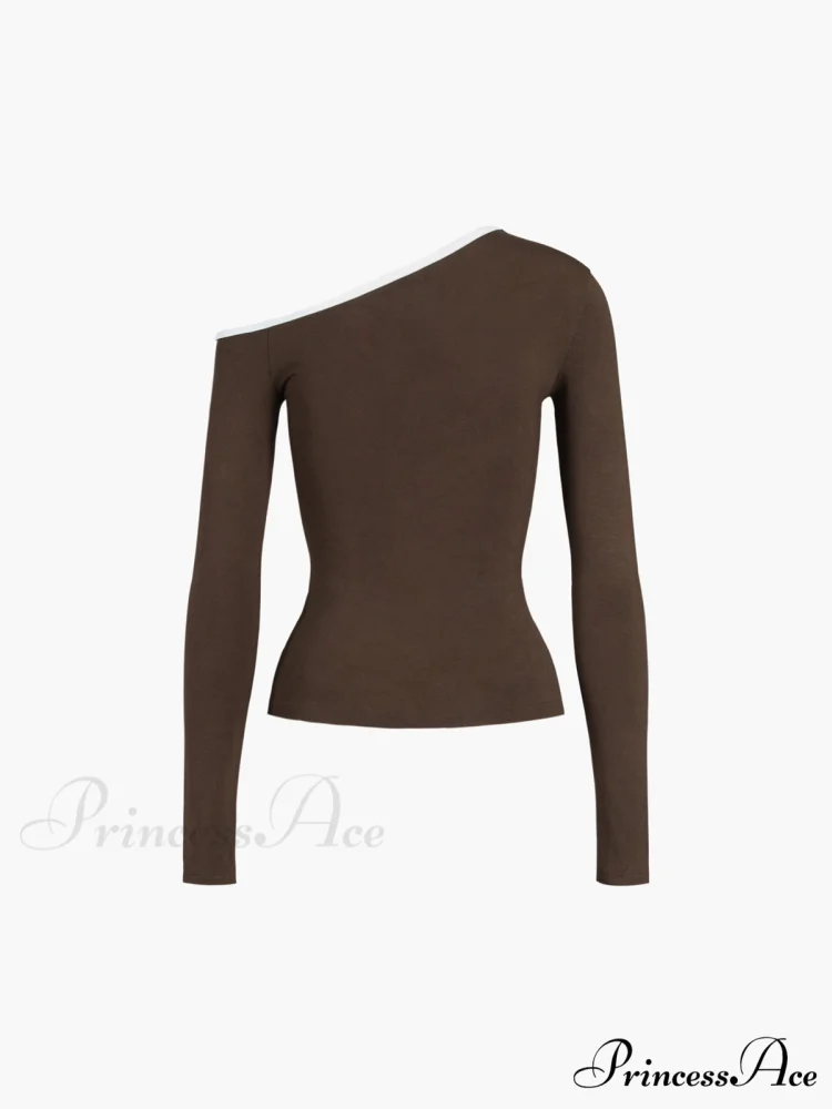 Contrast Trim Off Trendy Shoulder Long Sleeve Shirt - Image 10