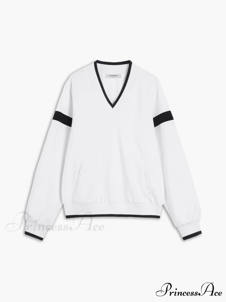Contrast Trim Graceful Oversized Sweatshirt - Image 10
