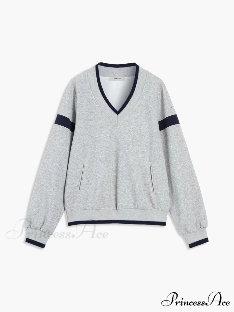 Contrast Trim Graceful Oversized Sweatshirt - Image 3