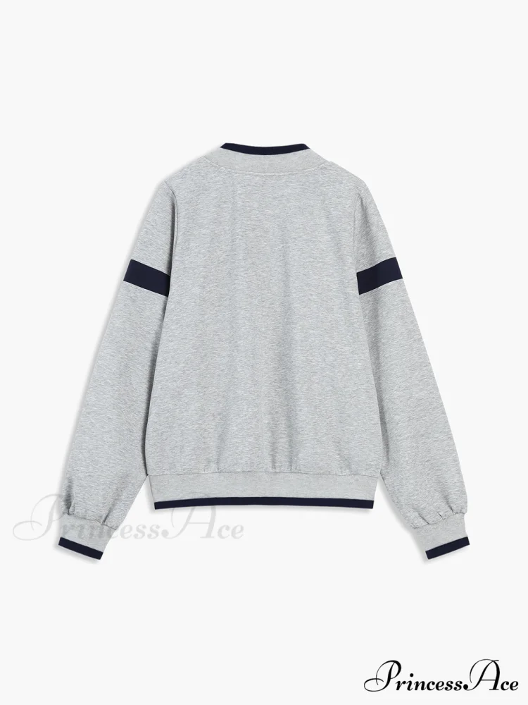 Contrast Trim Graceful Oversized Sweatshirt - Image 5