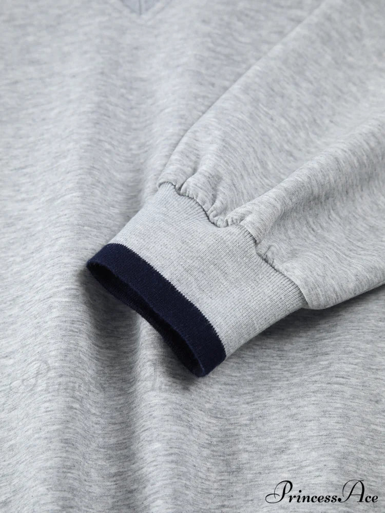 Contrast Trim Graceful Oversized Sweatshirt - Image 6