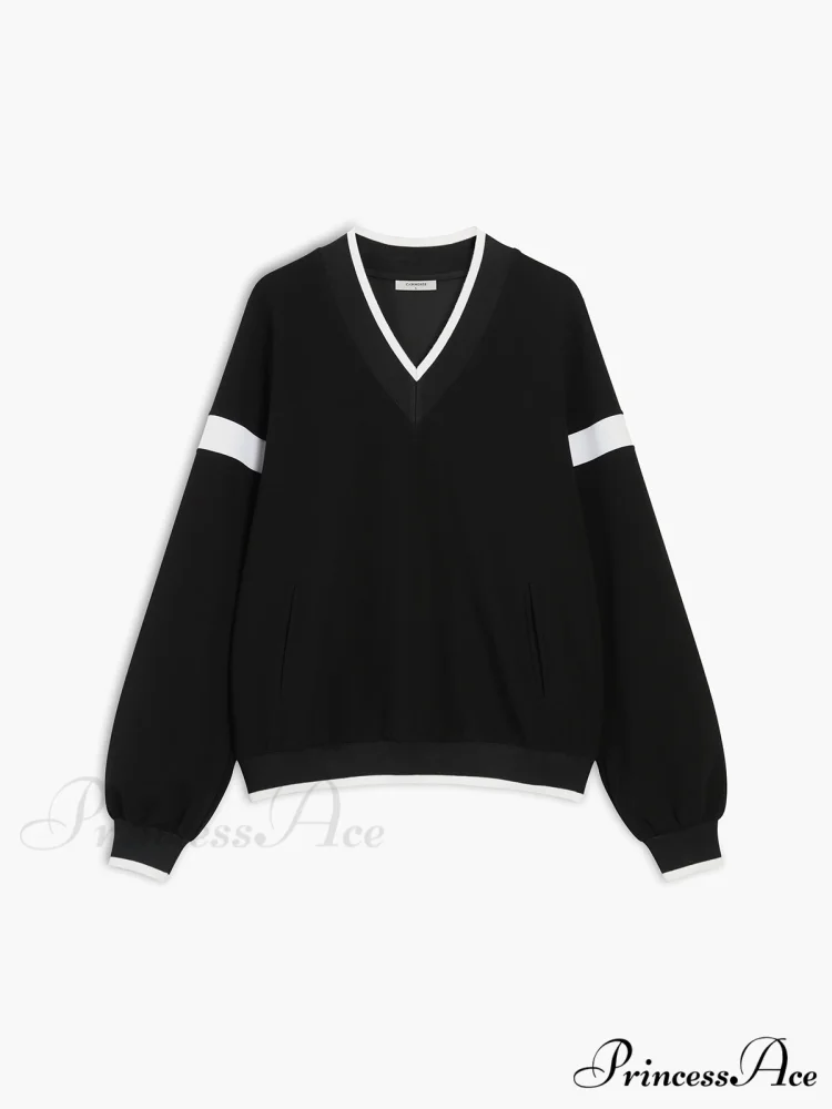 Contrast Trim Graceful Oversized Sweatshirt - Image 8