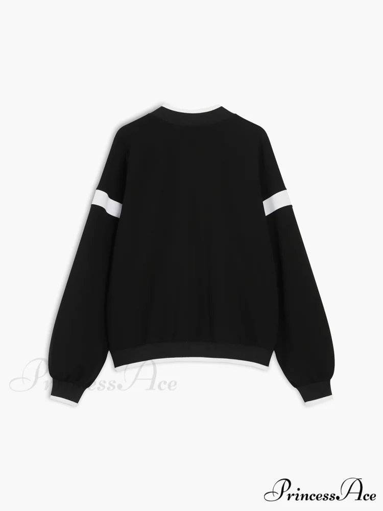 Contrast Trim Graceful Oversized Sweatshirt - Image 9
