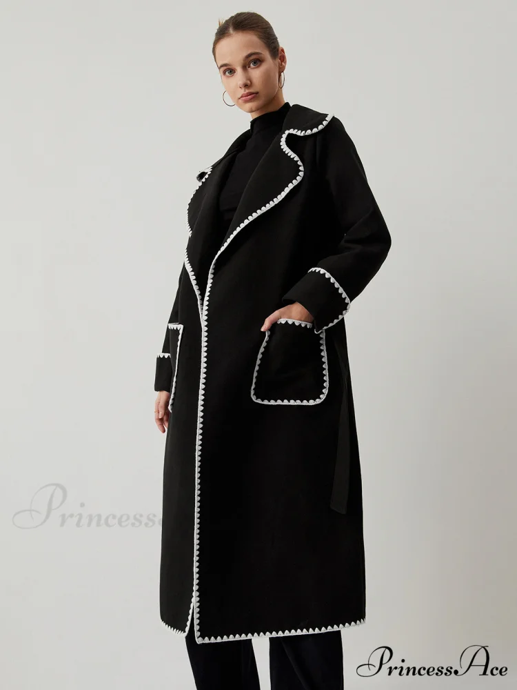 Contrast Trim Graceful Pocket Tweed Coat - Image 3